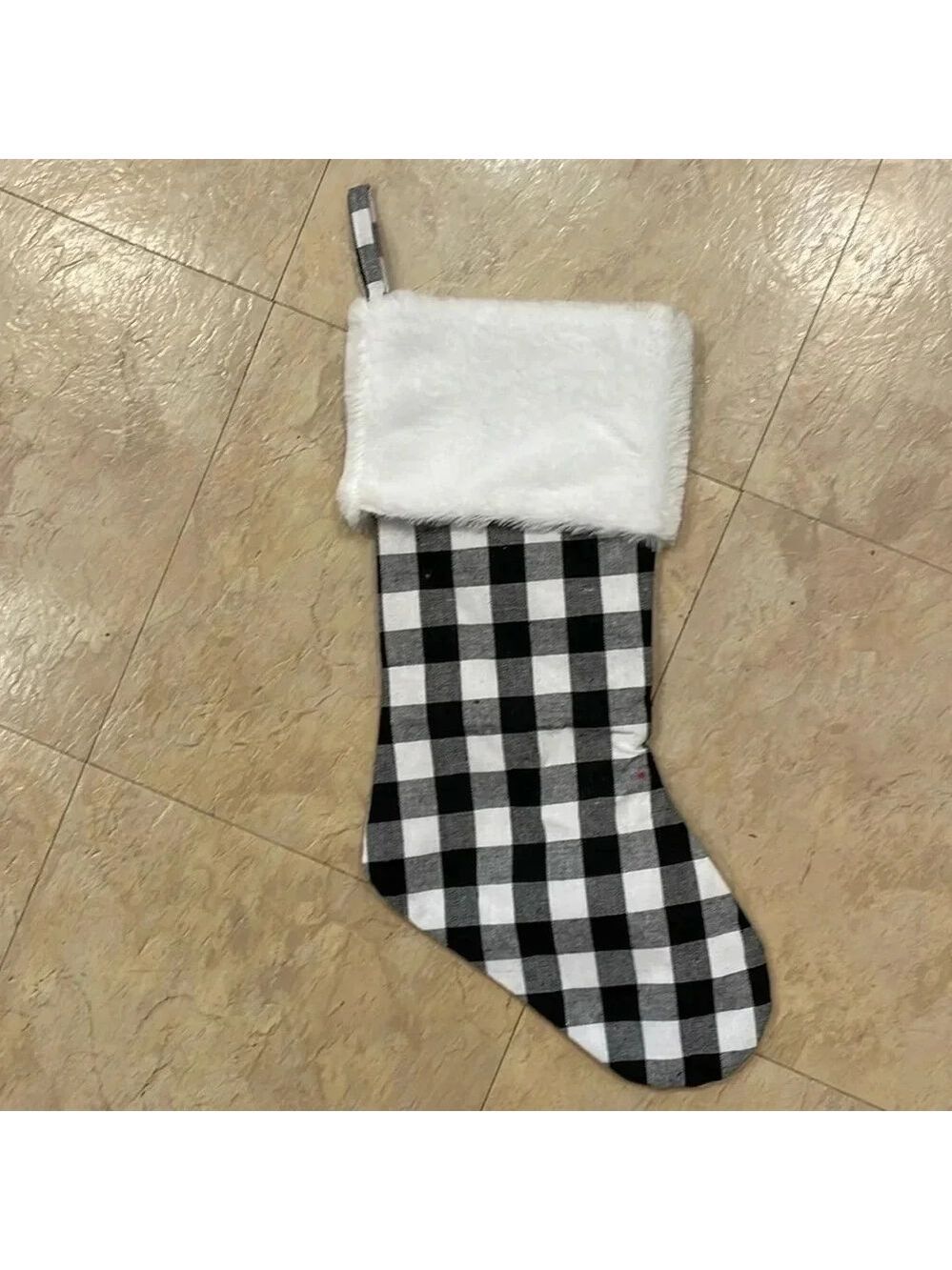 - Christmas Stocking, Black Buffalo Plaid, New